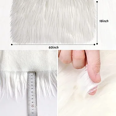 Tatuo White Fake Fur Fabric, 60 x 18 in
