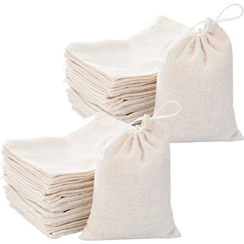 Tatuo 200-Piece Muslin Bags Burlap Drawstring, 3 x 4 in