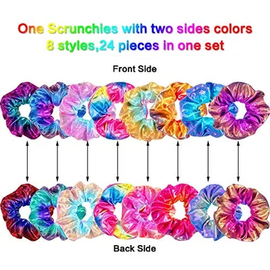 Tatuo 24-Piece Hair Scrunchies, Rainbow Colors